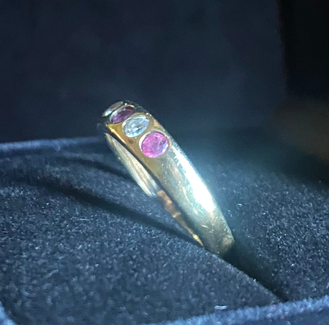 Gold Ruby and Crystal Eternity Ring