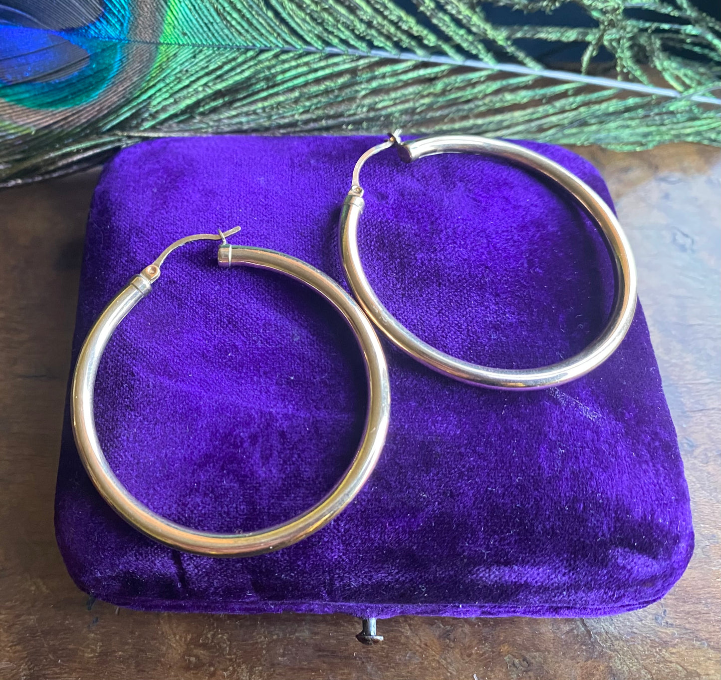 Big round Yellow Gold Creole Hoop Earrings