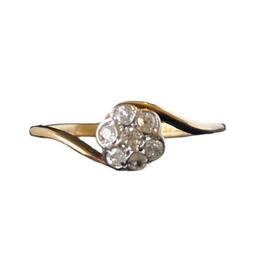 Art Deco yellow gold and diamond daisy cluster ring