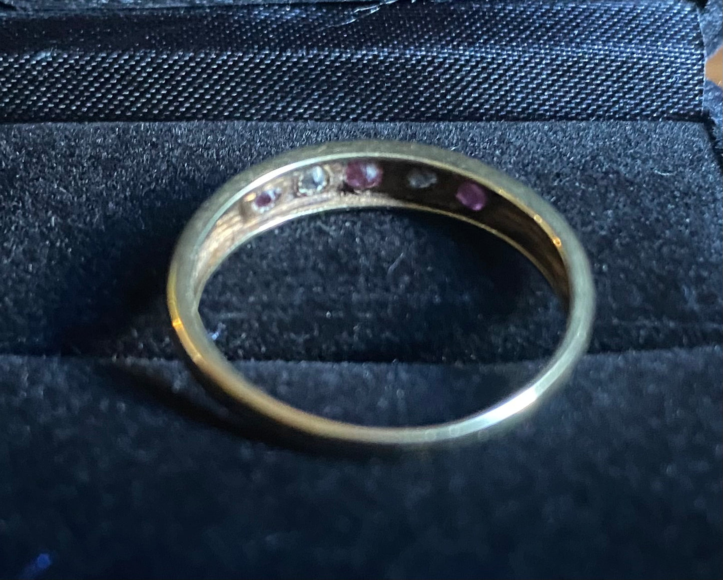 Gold Ruby and Crystal Eternity Ring