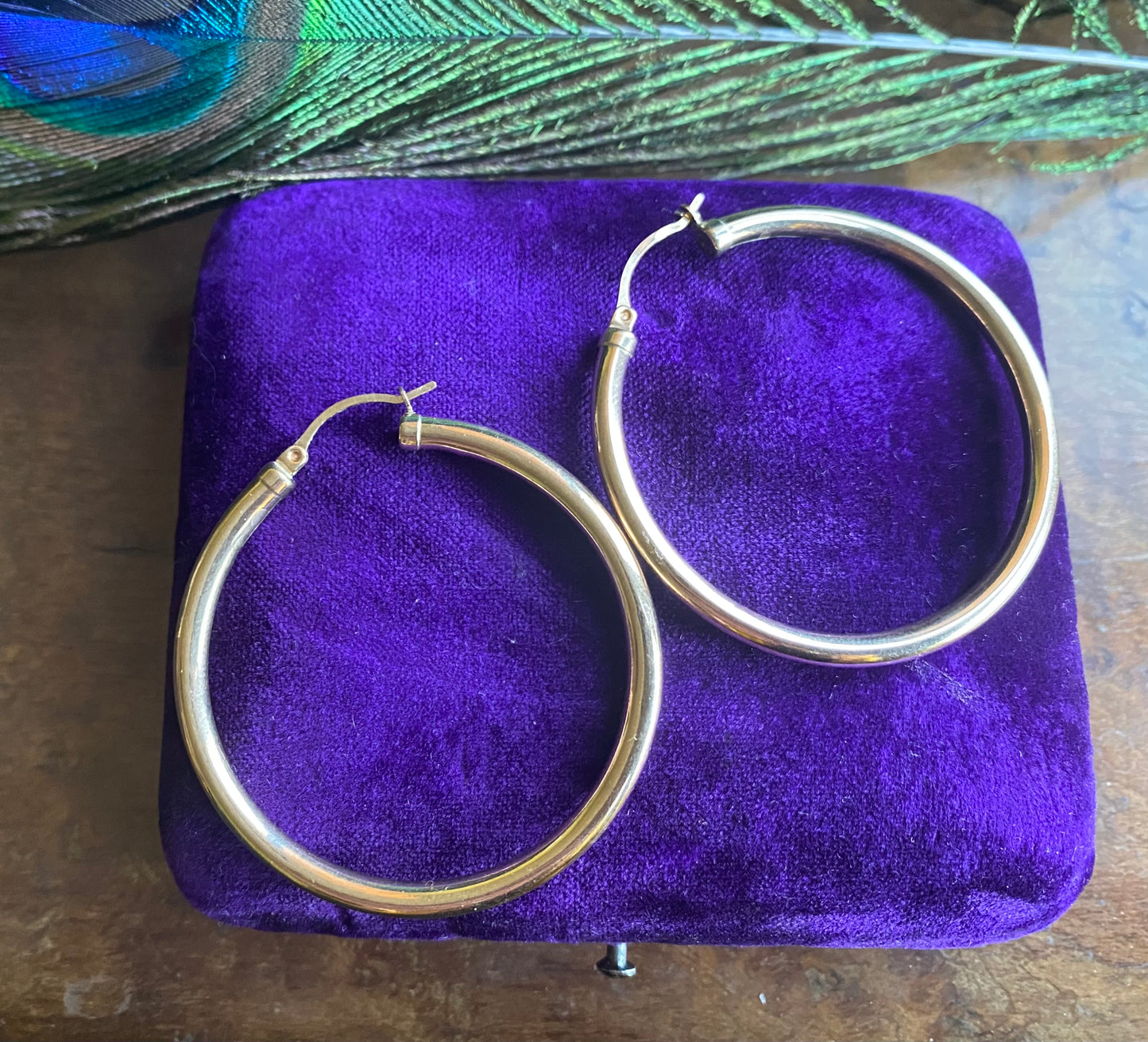 Big round Yellow Gold Creole Hoop Earrings