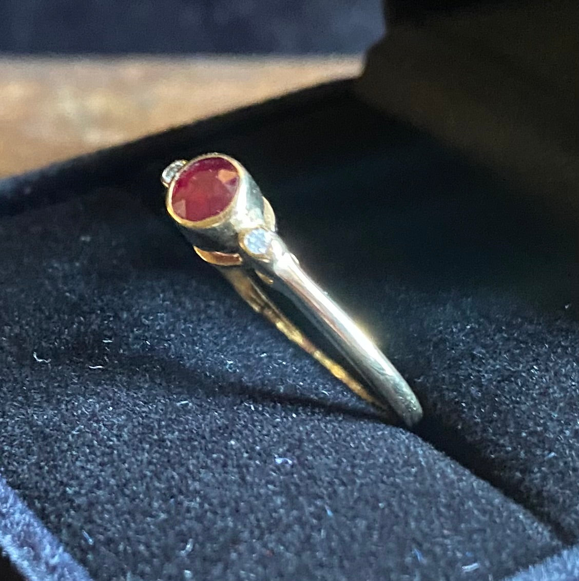 Gold Ruby and Diamond Trilogy Ring