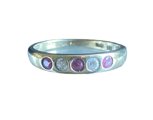 Gold Ruby and Crystal Eternity Ring