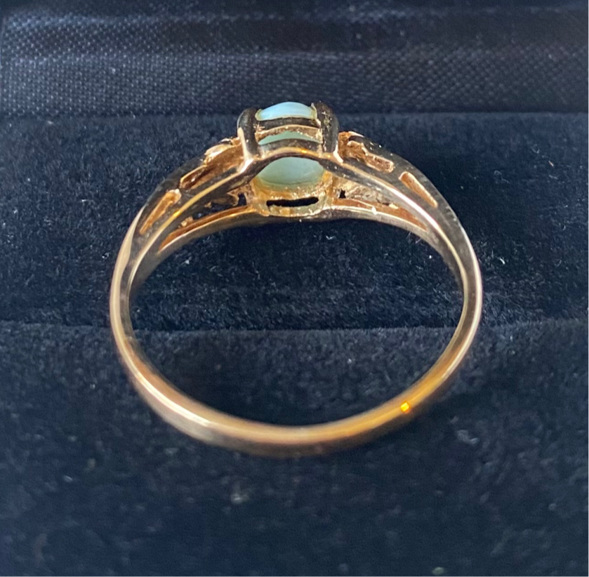 Yellow gold larimar and diamond ring